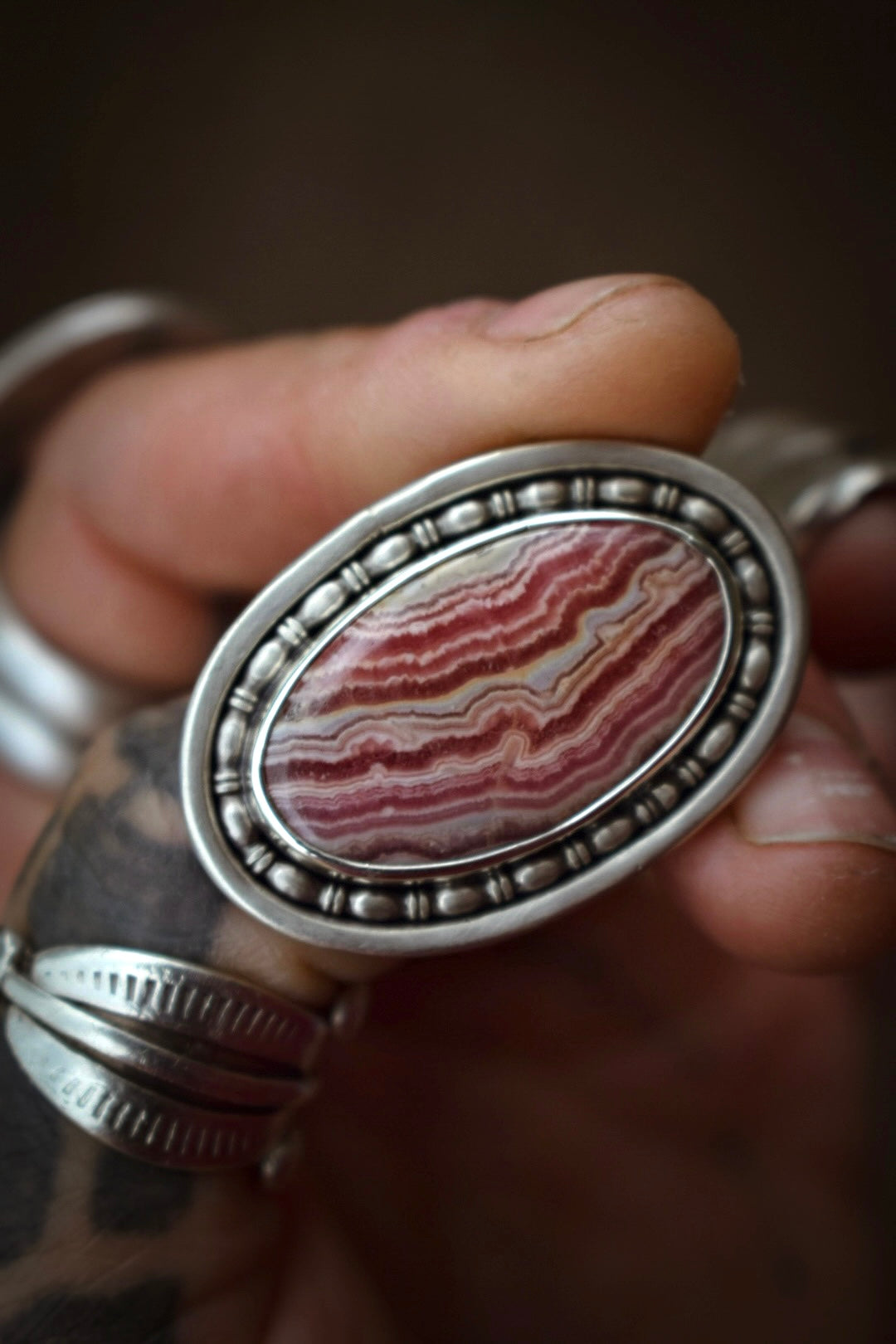 DOUCEUR - Bague T54 en Argent & Rhodochrosite