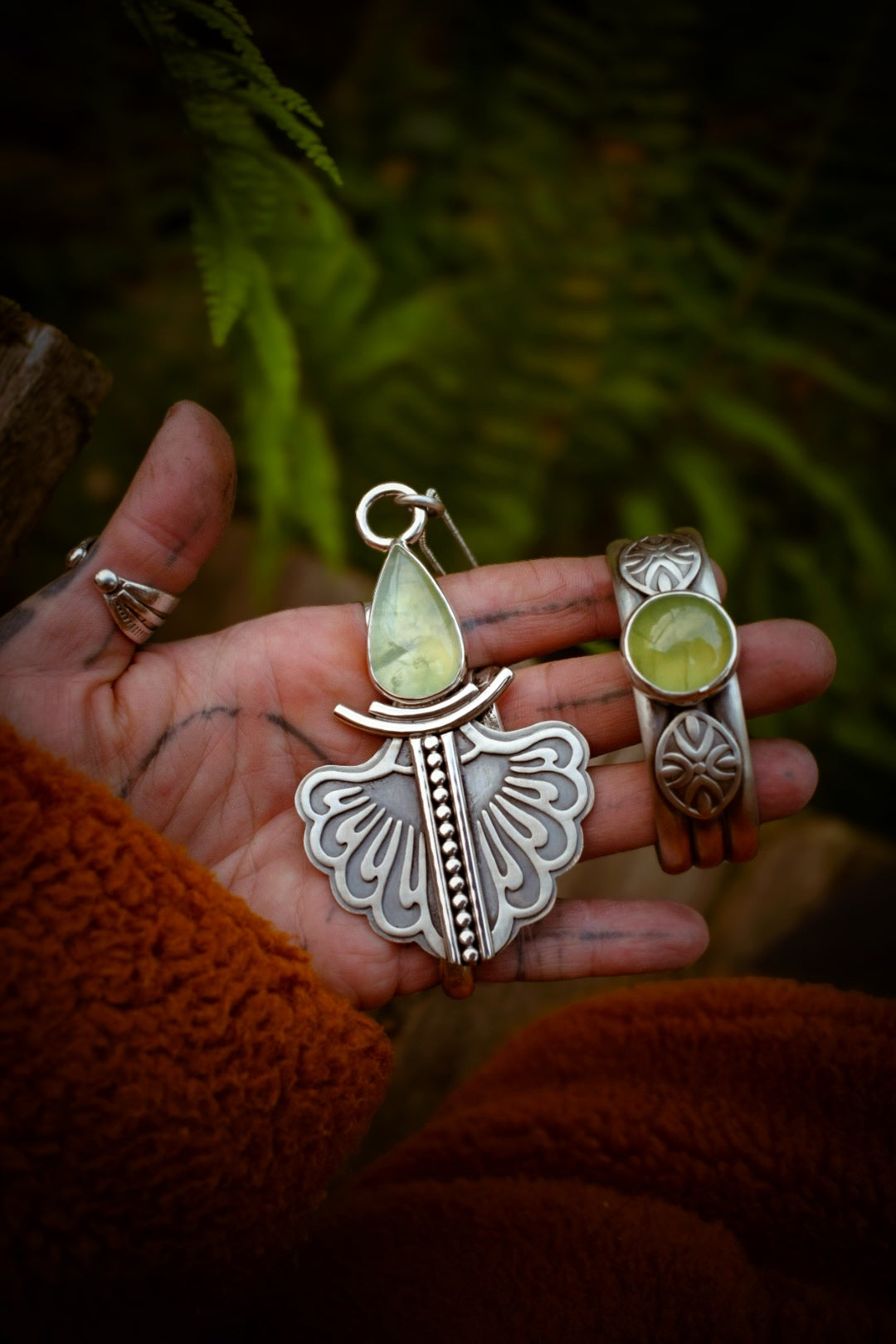 RIVIÈRE - Pendentif en Argent & Prehnite