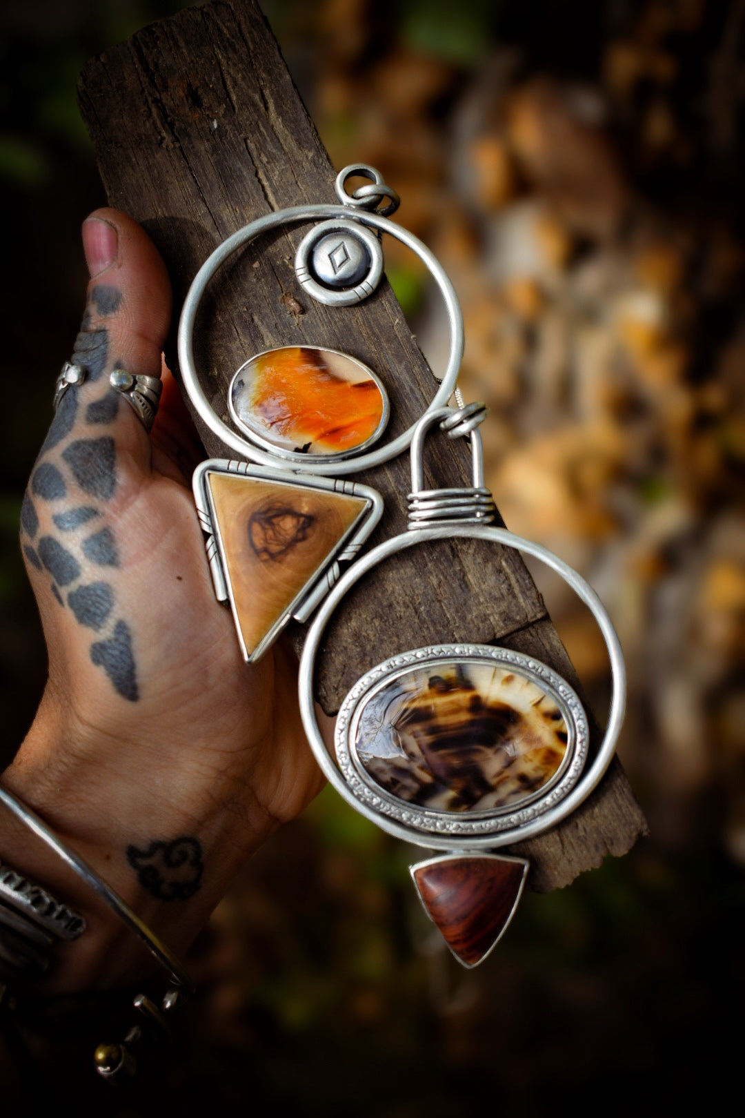 MELTINGPOTES - Pendentif en Agate du Montana & Bois