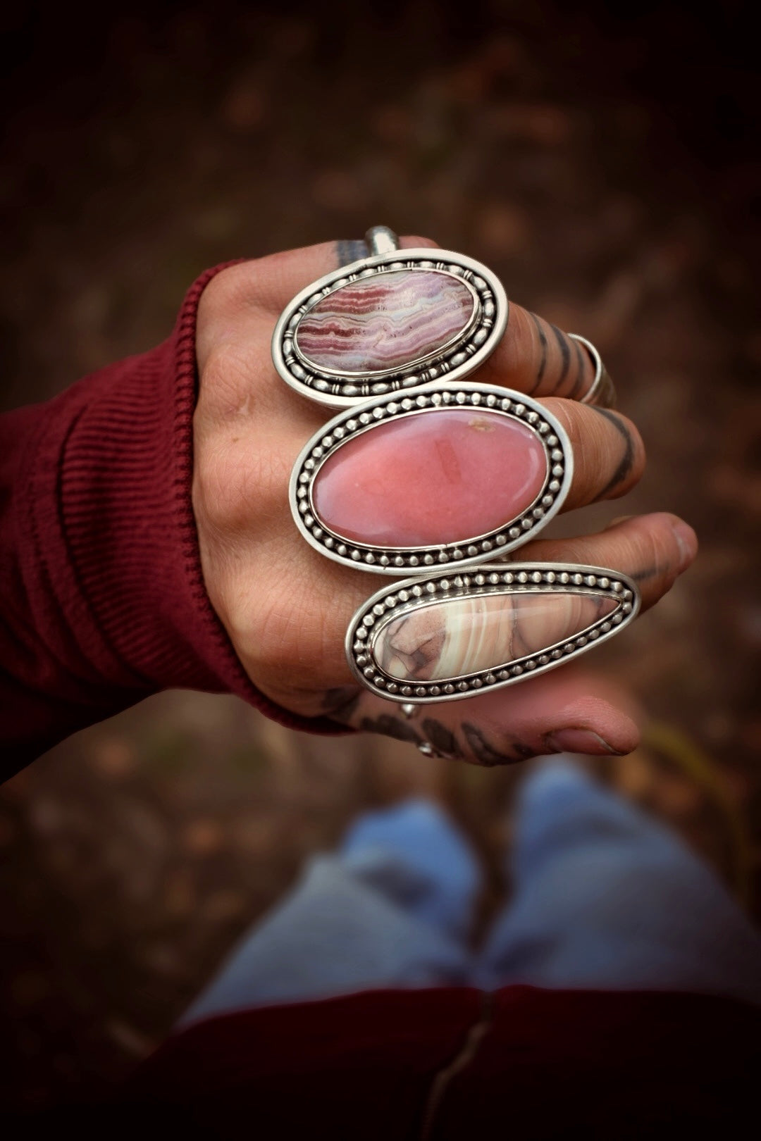 DOUCEUR - Bague T54 en Argent & Rhodochrosite