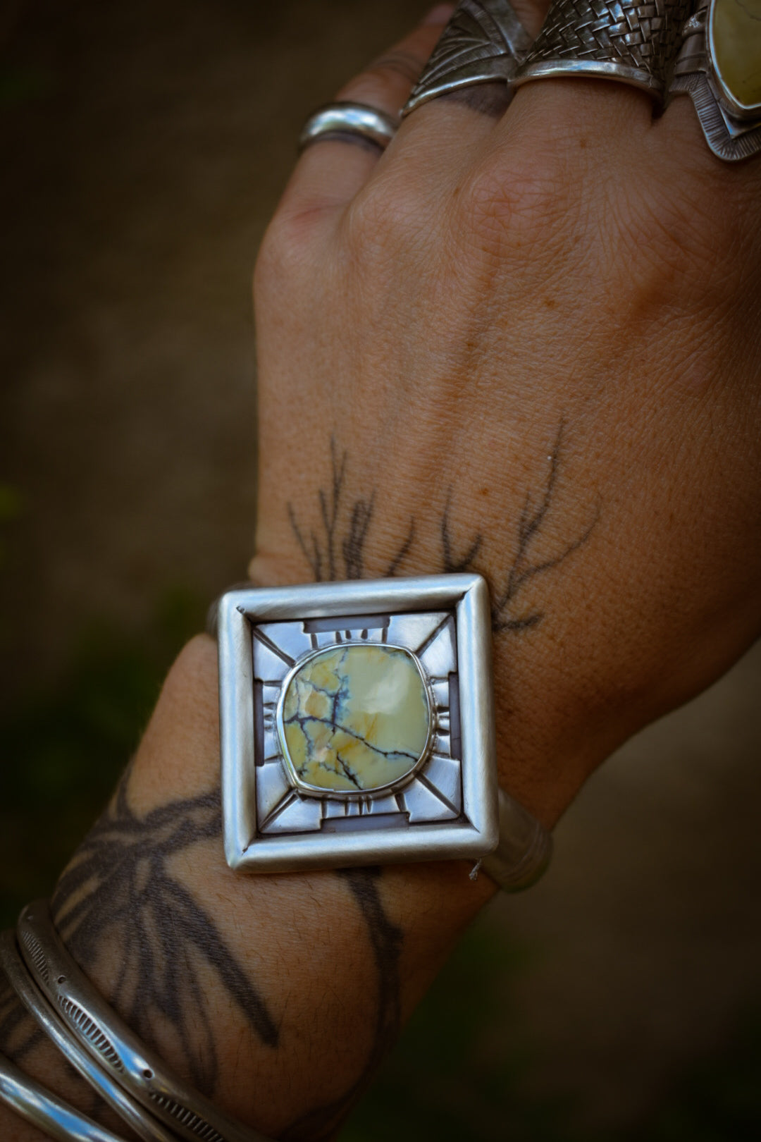 GEOMETRY - Bracelet en Argent et Hotsonite