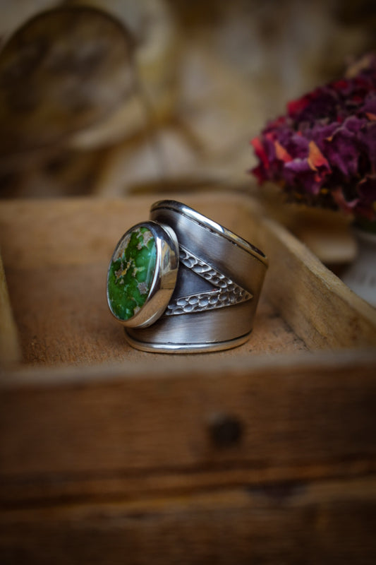 GREEN - Bague réglable en Argent & Turquoise Sonoran