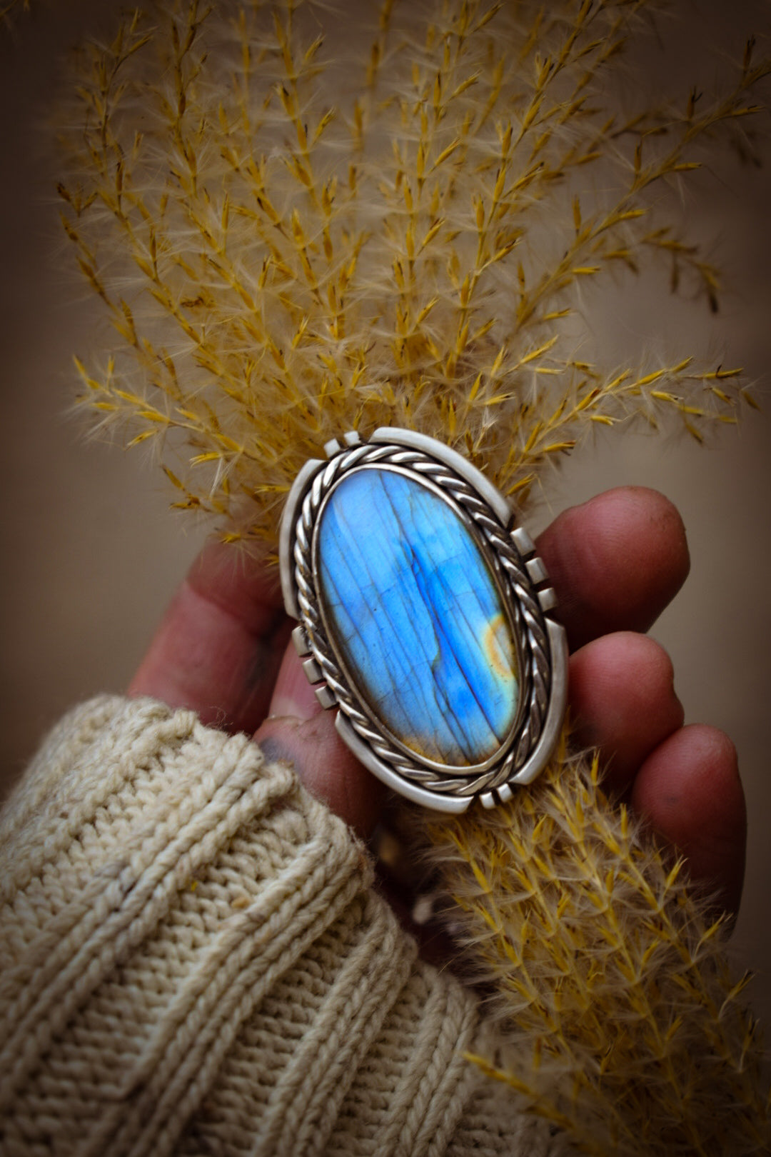 CHATOYANCE - Bague T54 en Argent & Labradorite