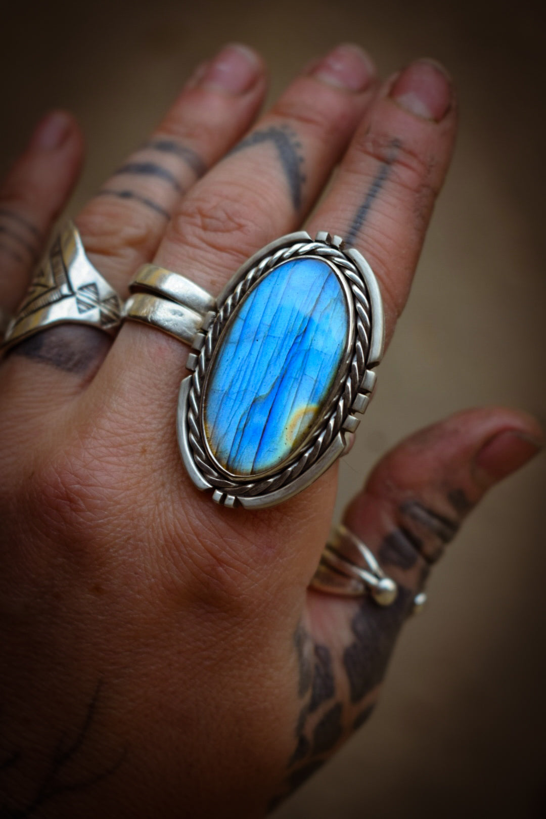 CHATOYANCE - Bague T54 en Argent & Labradorite
