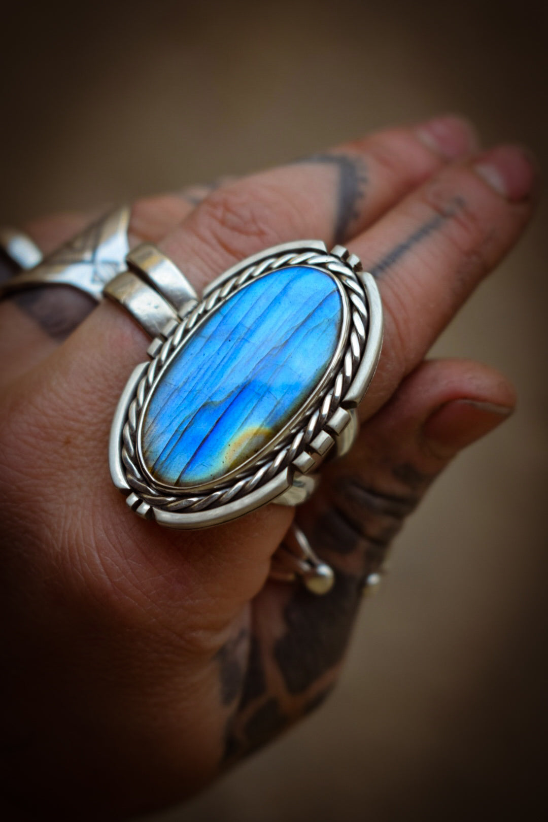 CHATOYANCE - Bague T54 en Argent & Labradorite