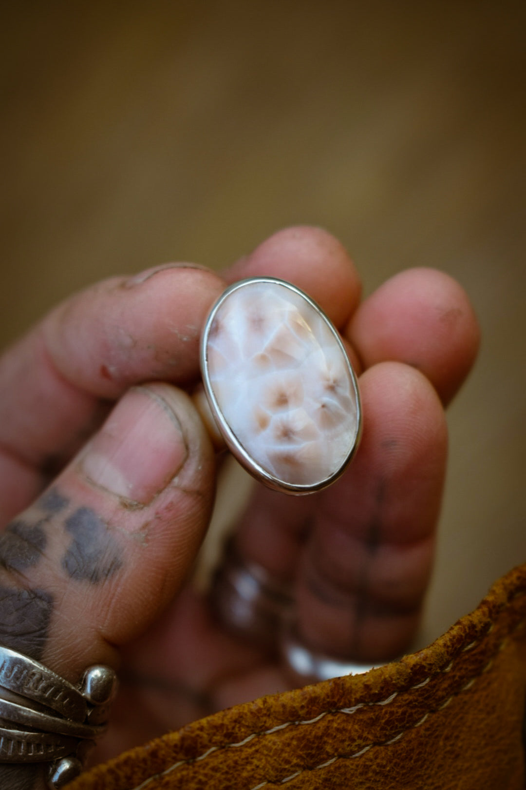 PÊCHE - Bague T51,5 en Argent & Natrolite