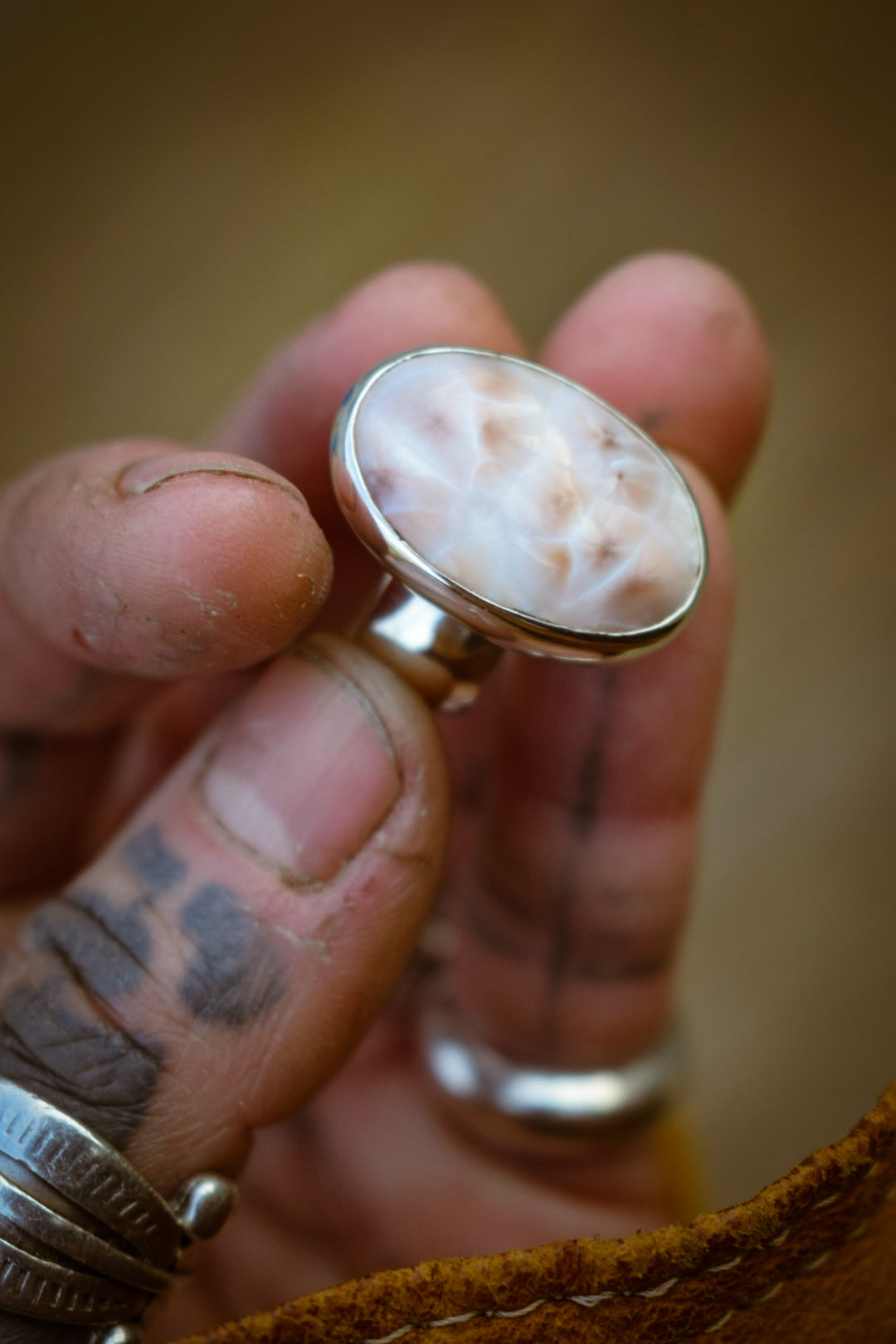PÊCHE - Bague T51,5 en Argent & Natrolite