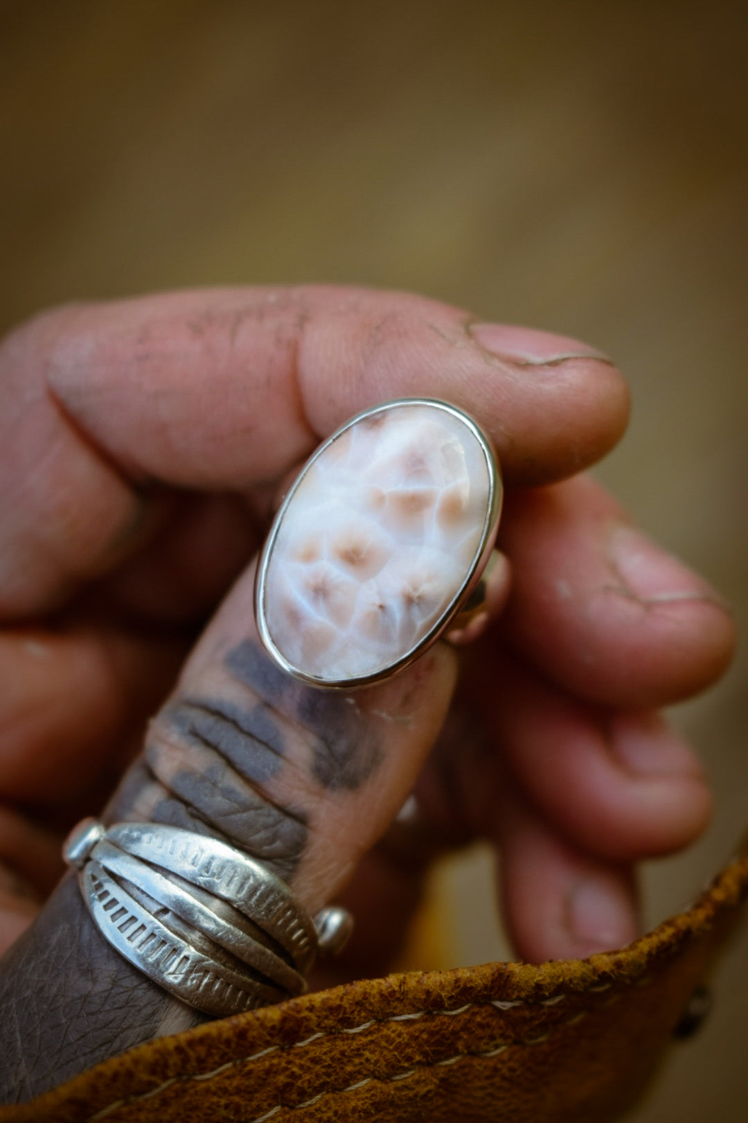 PÊCHE - Bague T51,5 en Argent & Natrolite