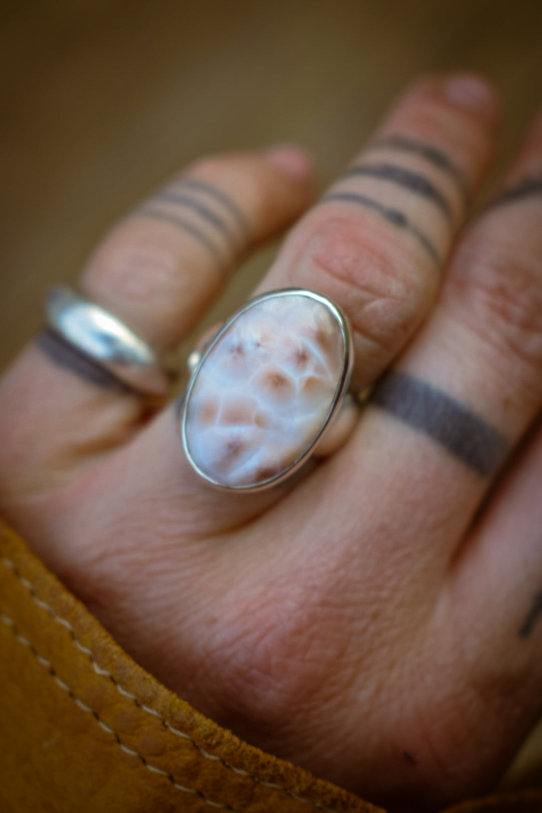 PÊCHE - Bague T51,5 en Argent & Natrolite