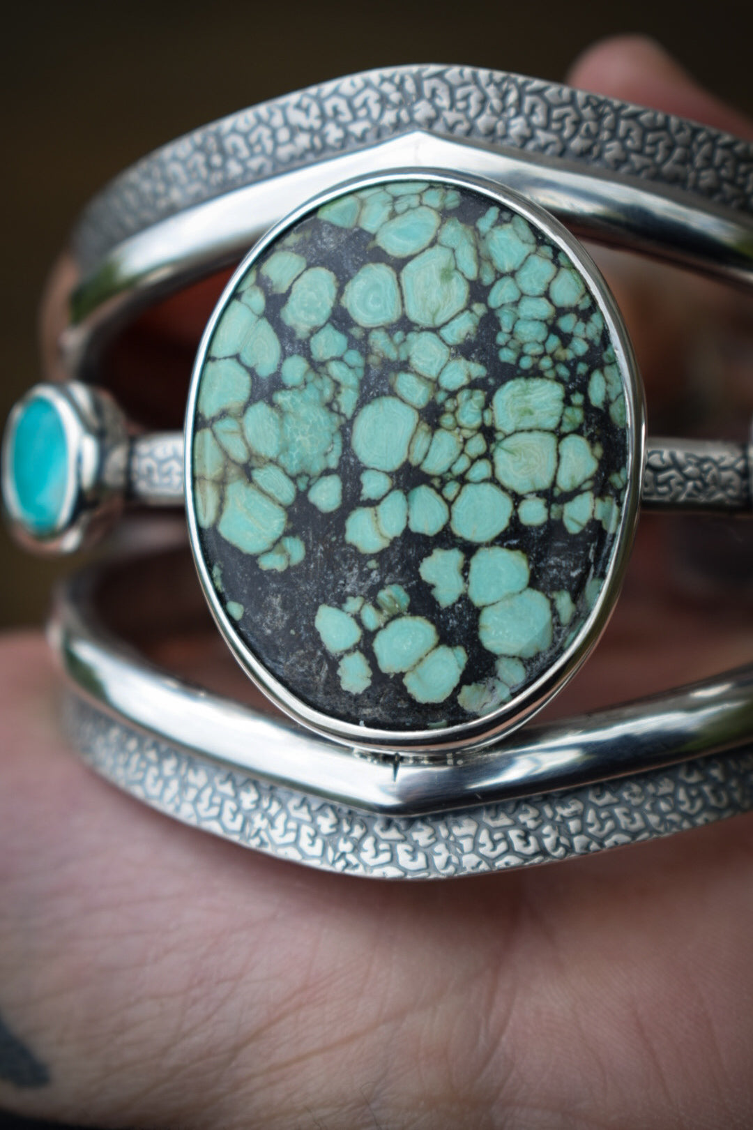MELTING-POT - Bracelet manchette en Argent & Turquoises Hubei