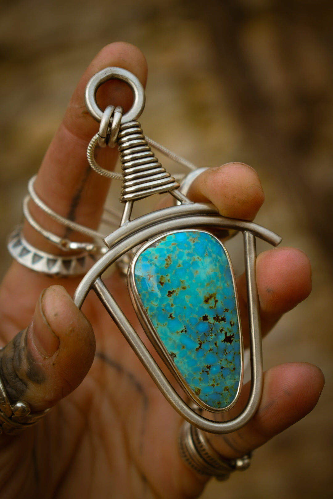 KINGMAN - Pendentif en Argent & Turquoise Kingman