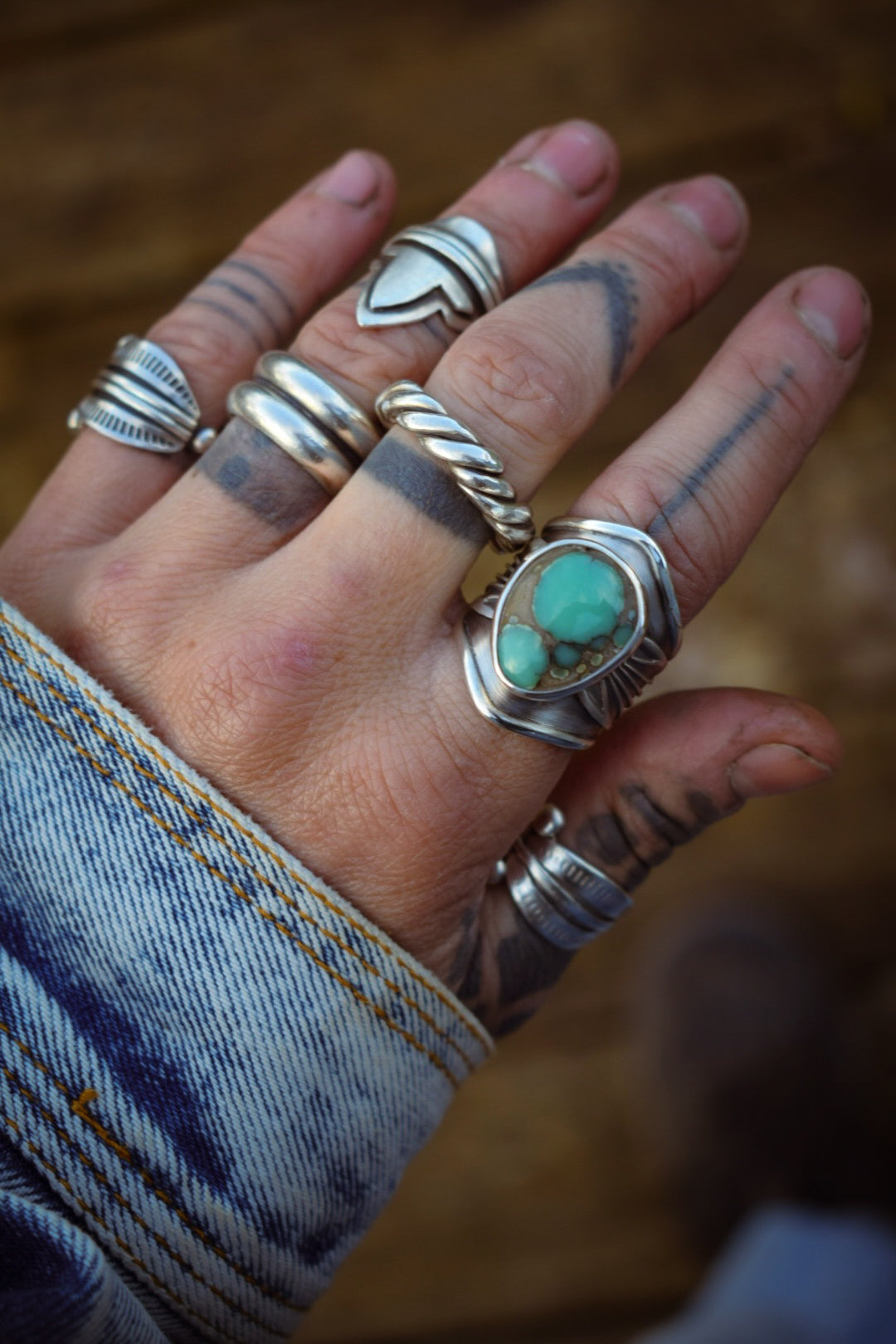 BLOOM - Bague réglable en Argent & Variscite Desert Bloom