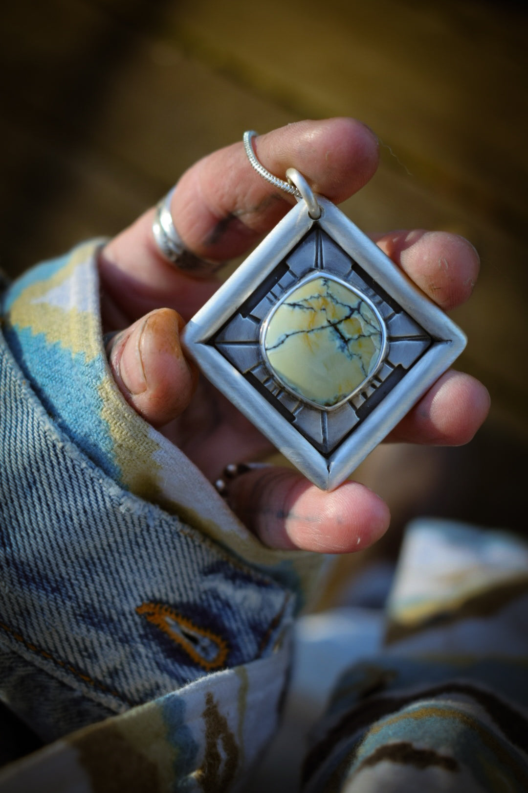 LOSANGE - Pendentif en Argent & Hotsonite