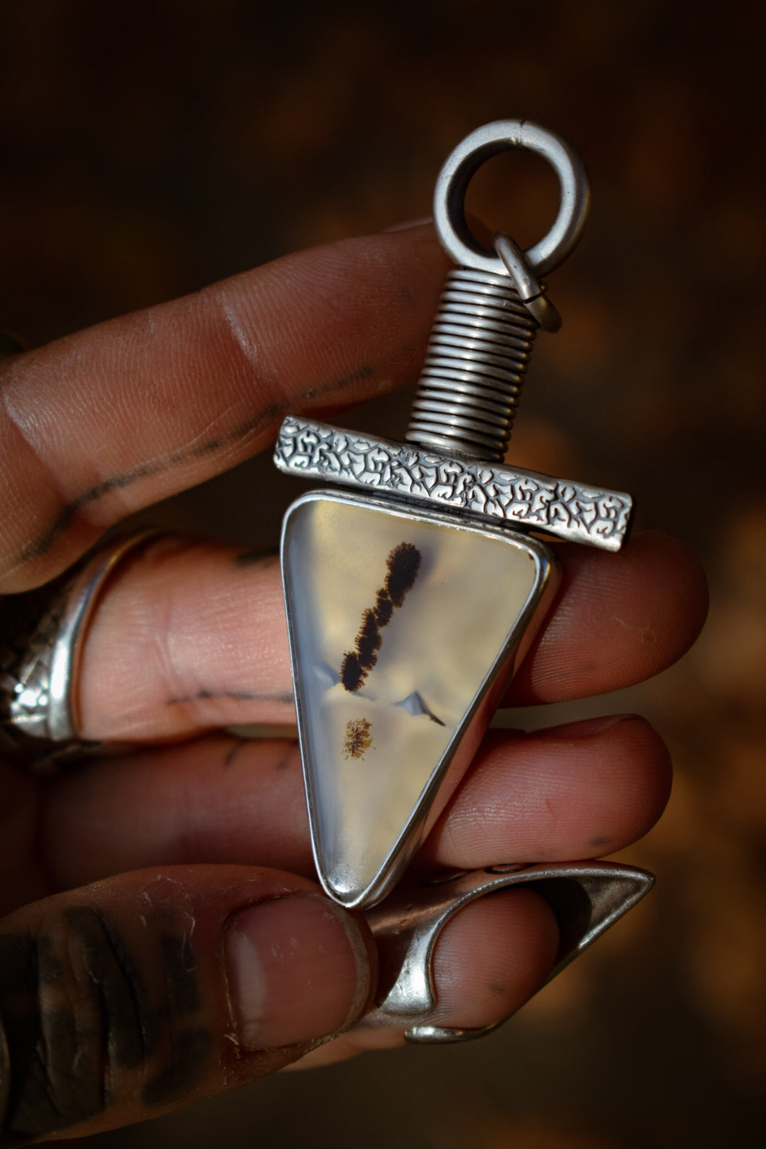 TROGNONNERIE - Pendentif en Argent & Agate du Montana