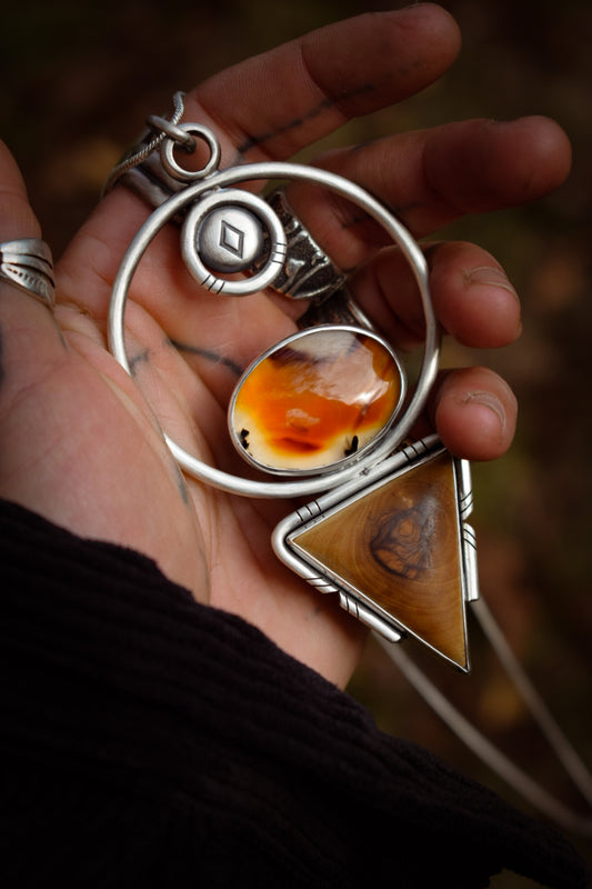 MELTINGPOTES - Pendentif en Agate du Montana & Bois