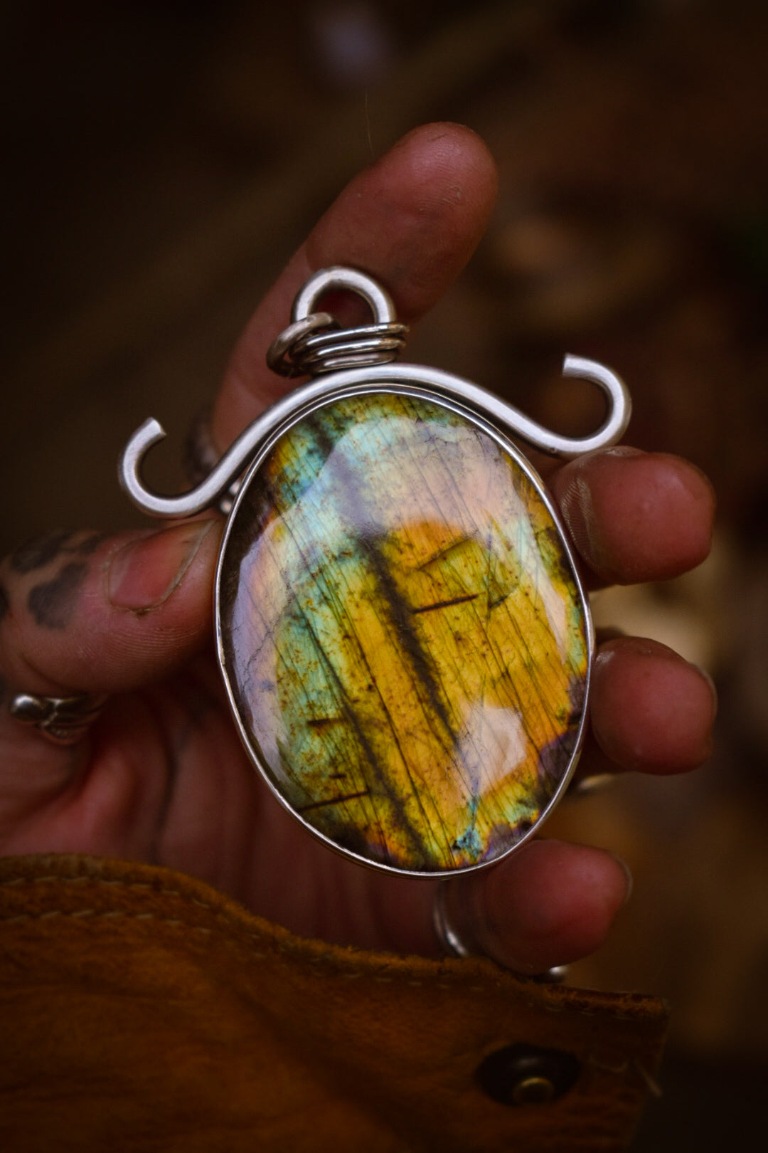 GROSOLEIL- Pendentif en Argent & Labradorite