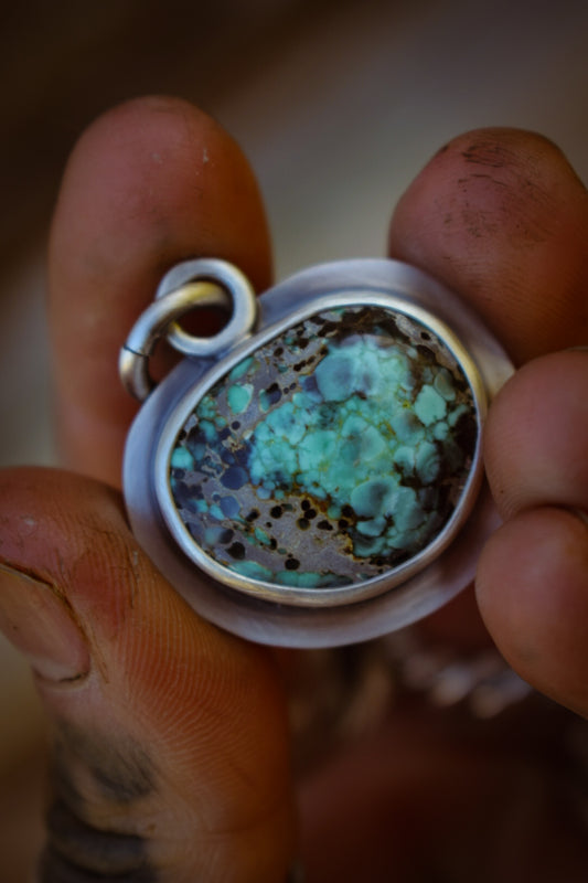 TROGNONNERIE - Pendentif en Argent & Blueboy Variscite