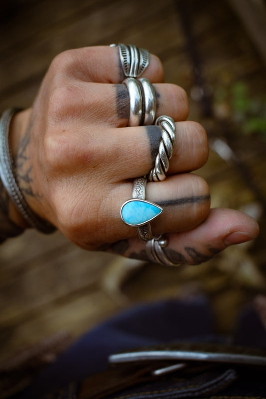 SUMMER - Bague T61 en Argent & Turquoise Blue Bird