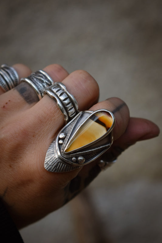 AUTOMNE - Bague réglable Agate du Montana