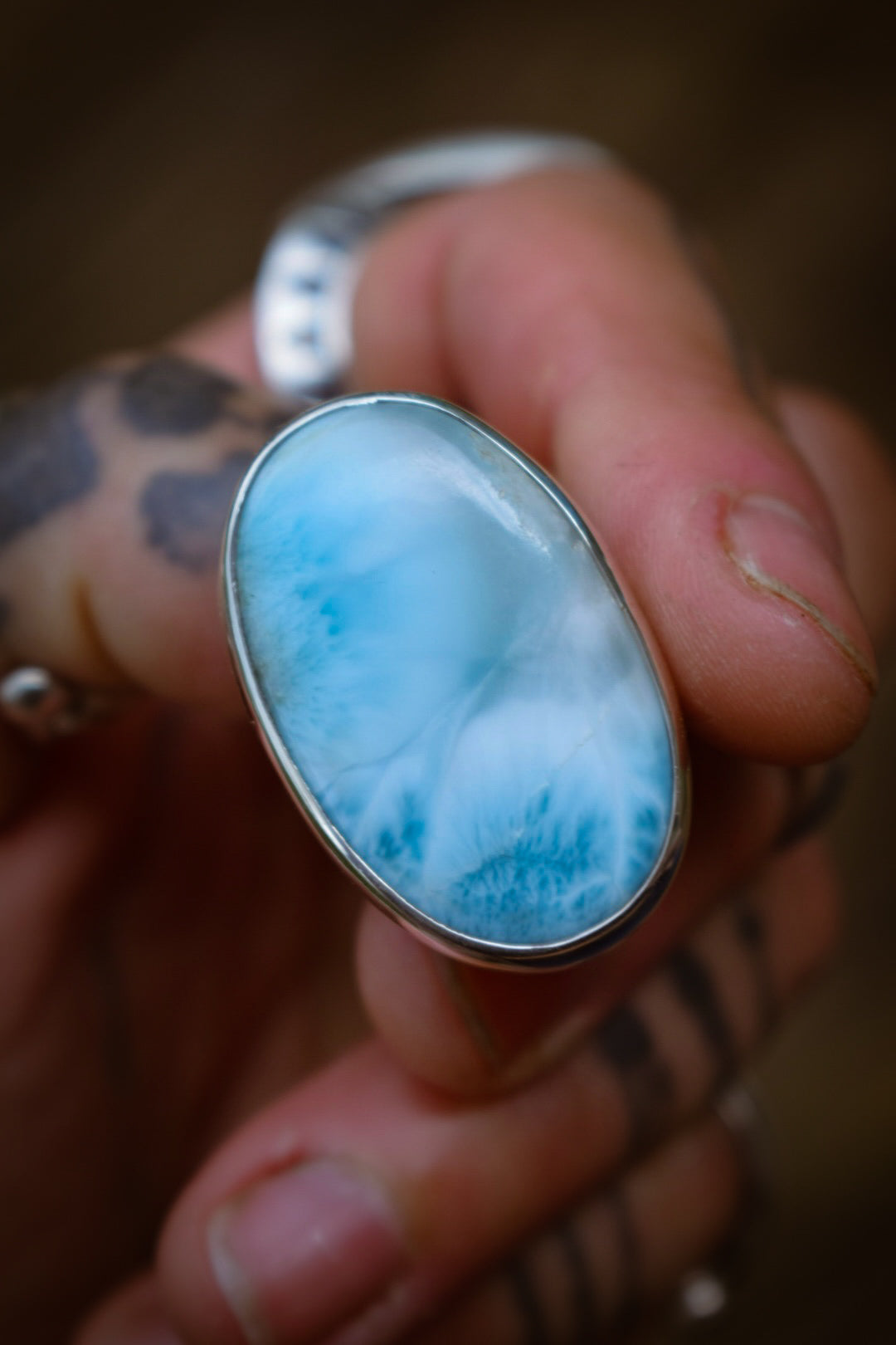 PISCINE - Bague T57 en Argent & Larimar