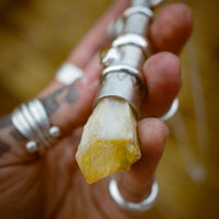 TOTEM - Pendentif en Argent, Citrine & Quartz des Cévennes