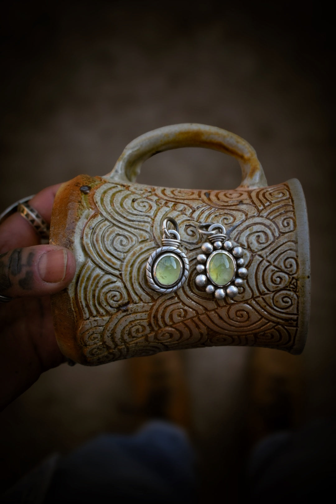 TROGNONNERIE - Pendentif en Argent & Prehnite