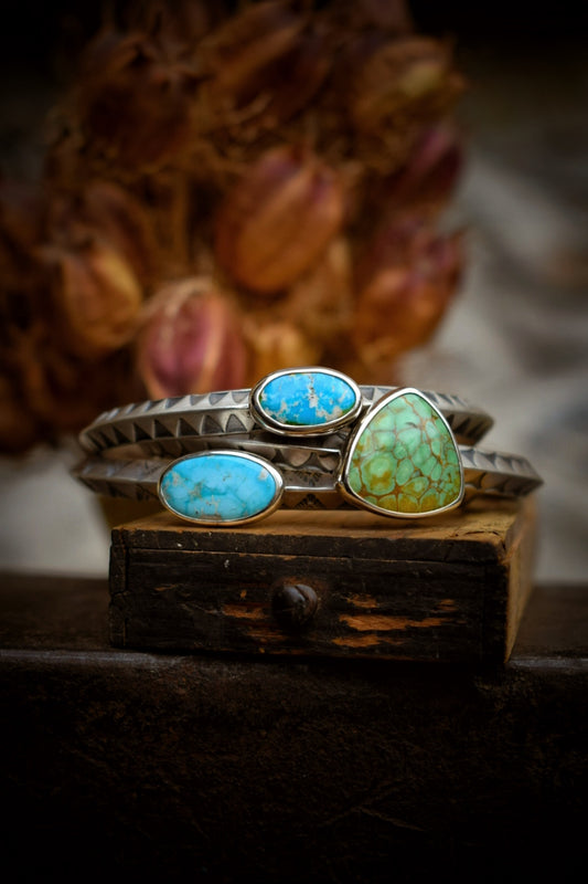 TRIANGLE - Bracelet en Argent & Blue Bird Turquoise