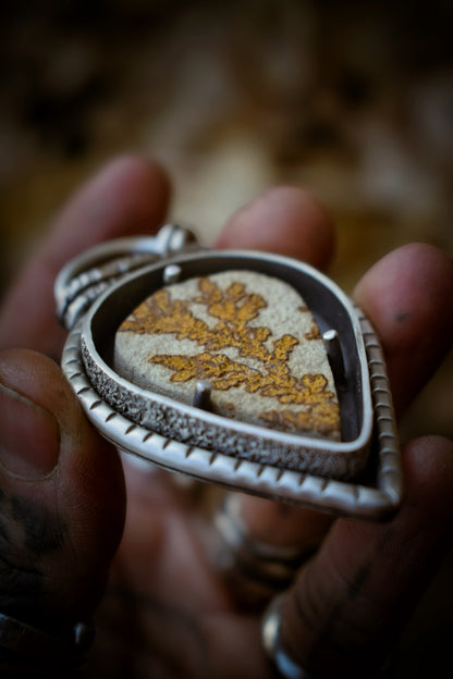 RUSTICA - Pendentif en argent & Psilomélane Dendrite