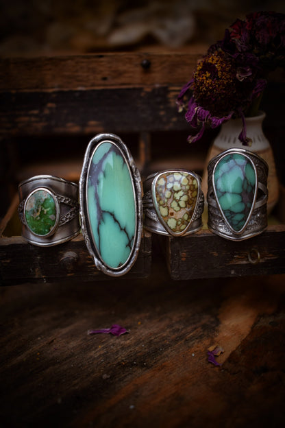 GREEN - Bague réglable en Argent & Turquoise Sonoran