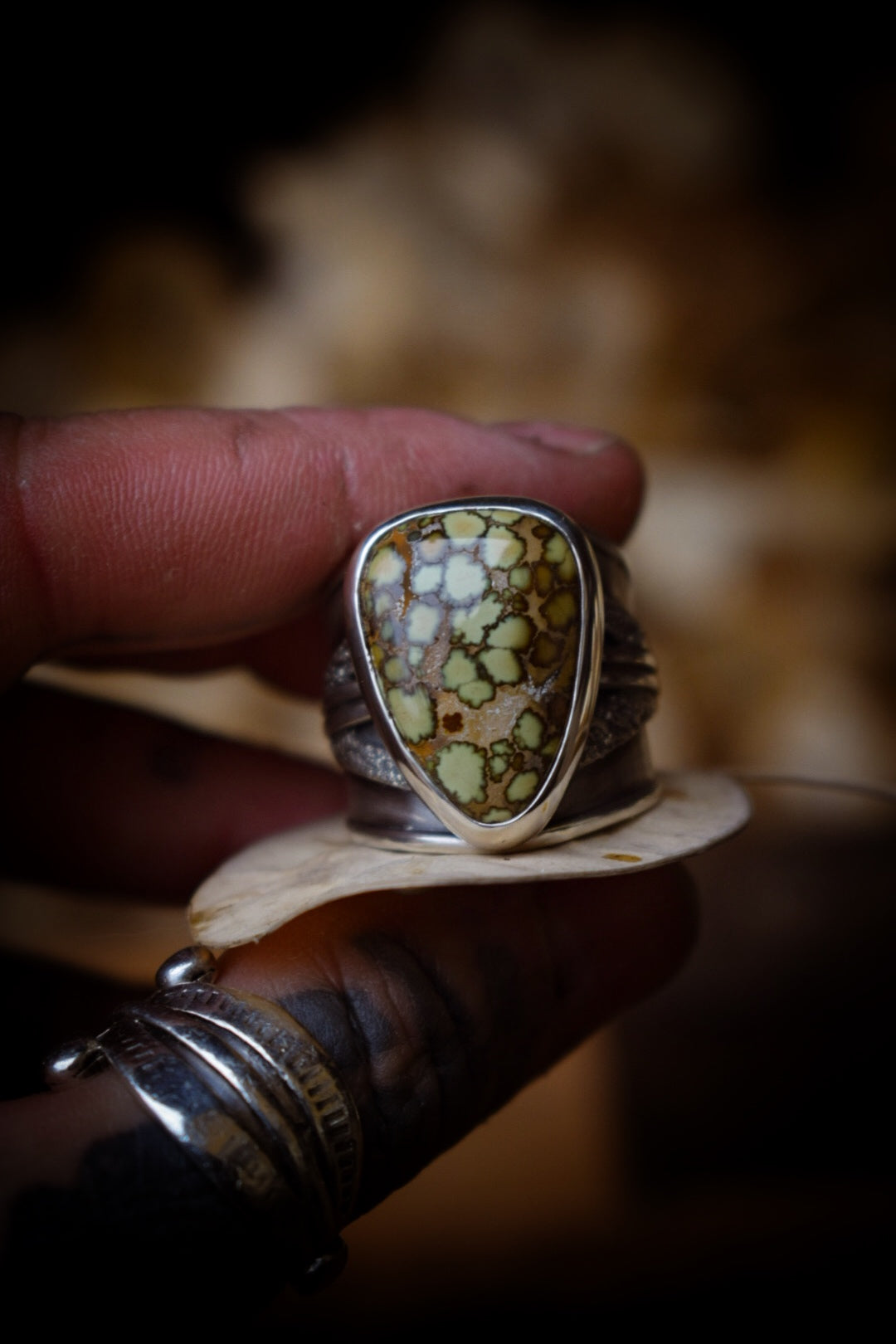 CELLULES - Bague réglable en Argent & Variscite Damale