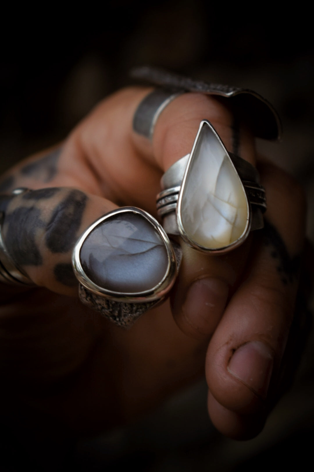 LUNAIRE - Bague Pierre de Lune adulaire blanche Taille 56,5
