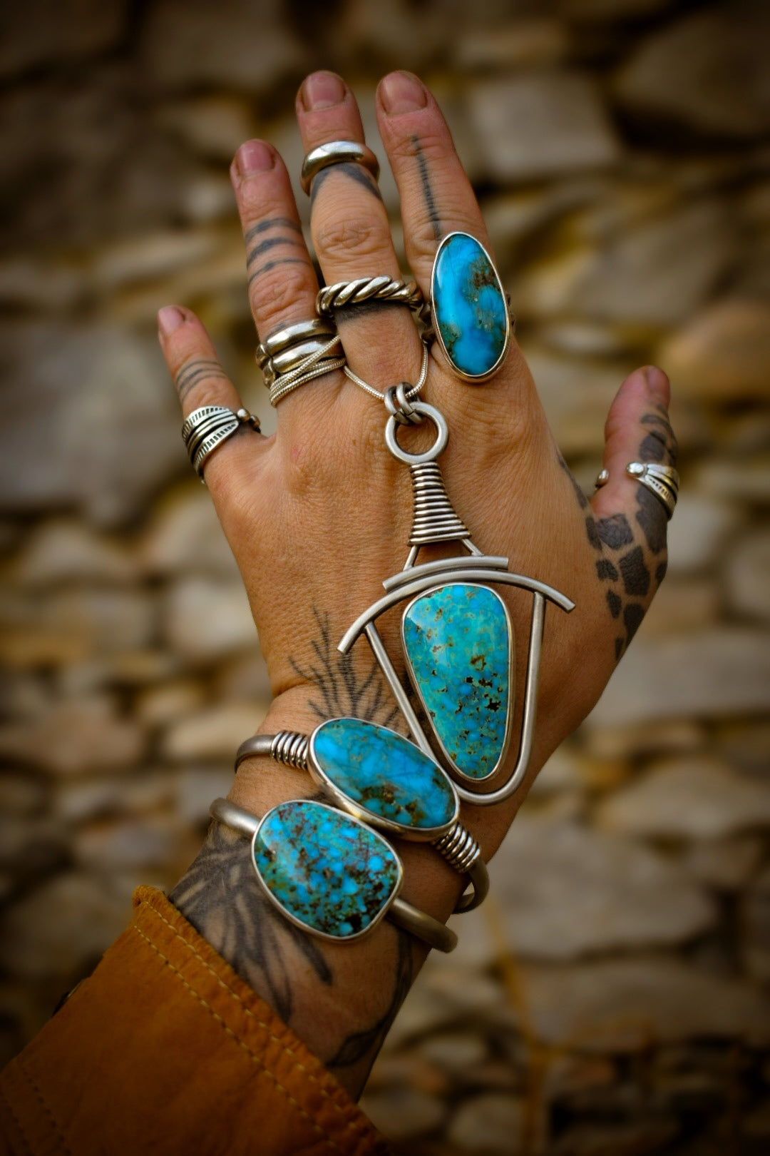 KINGMAN - Pendentif en Argent & Turquoise Kingman