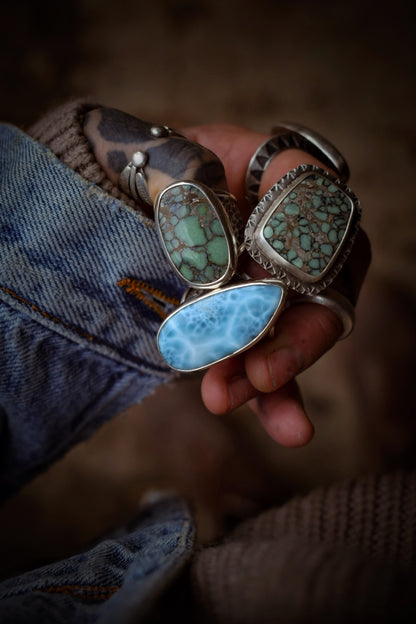 PISCINE - Bague T56 en Argent & Larimar