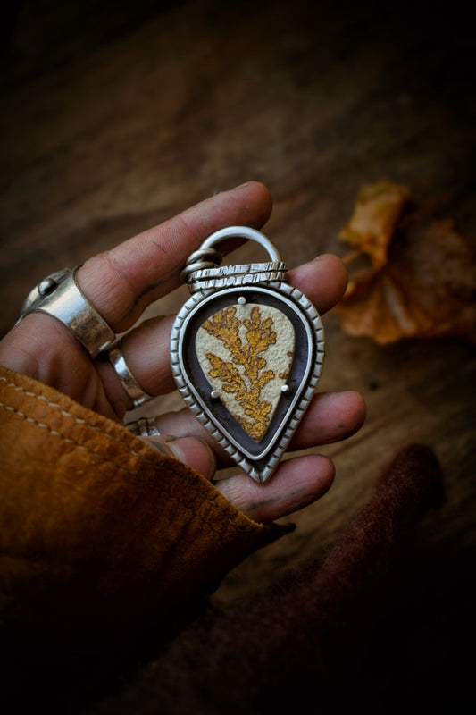 RUSTICA - Pendentif en argent & Psilomélane Dendrite