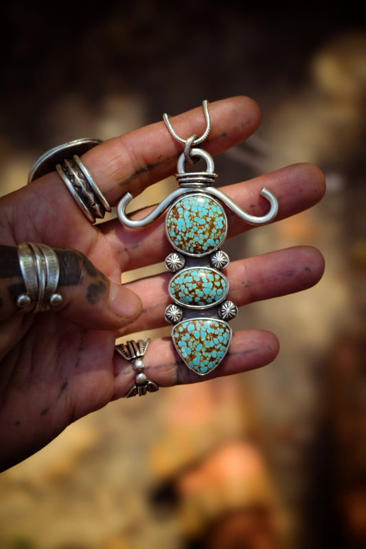 TRIO - Pendentif en Argent & Turquoises #8