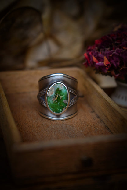 GREEN - Bague réglable en Argent & Turquoise Sonoran
