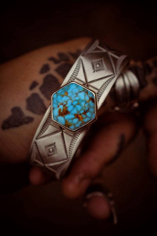 SPIDER - Bracelet en Argent & Turquoise mountain red web
