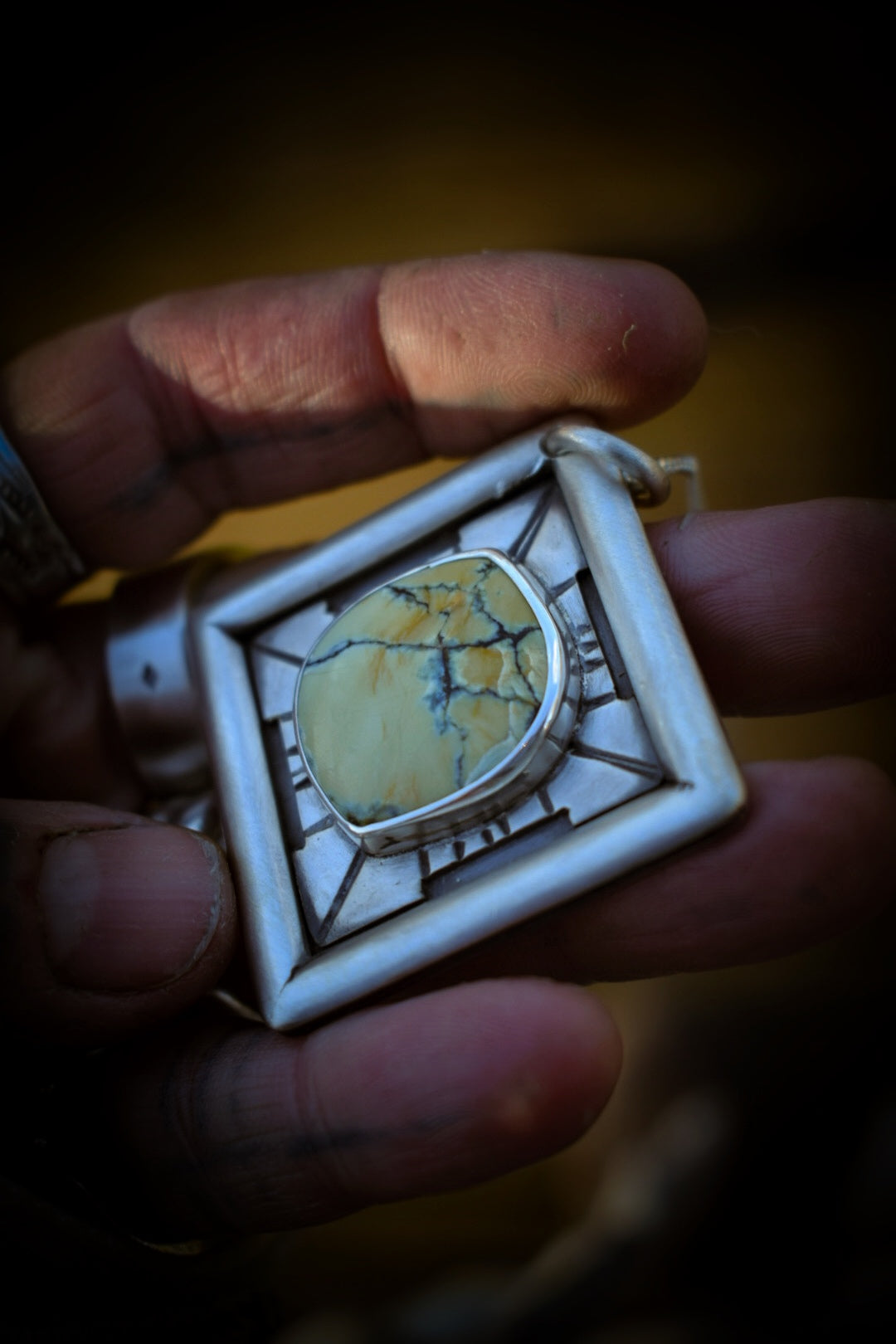 LOSANGE - Pendentif en Argent & Hotsonite