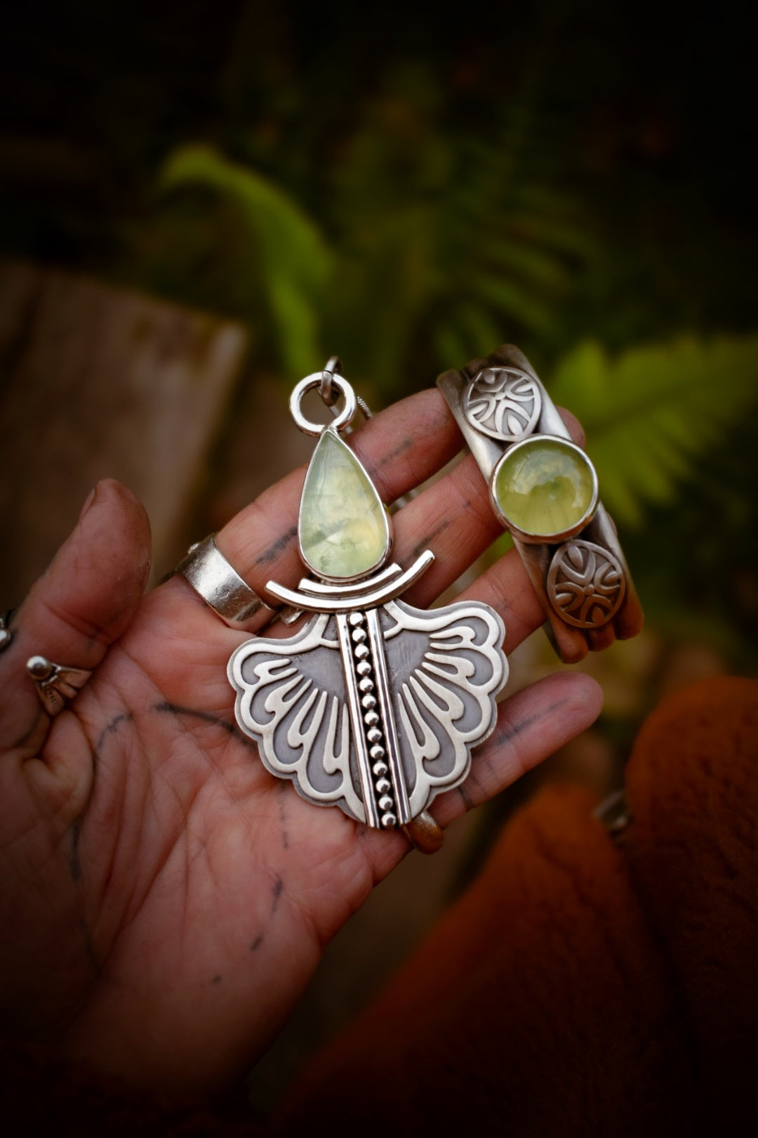 RIVIÈRE - Bracelet en Argent & Prehnite