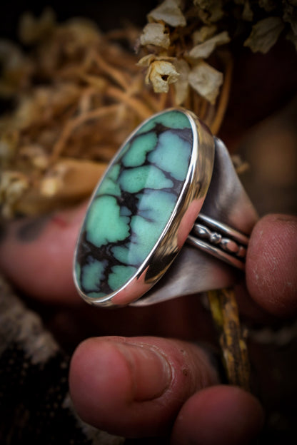 BLOOM - Bague réglable en Argent & Variscite Desert Bloom