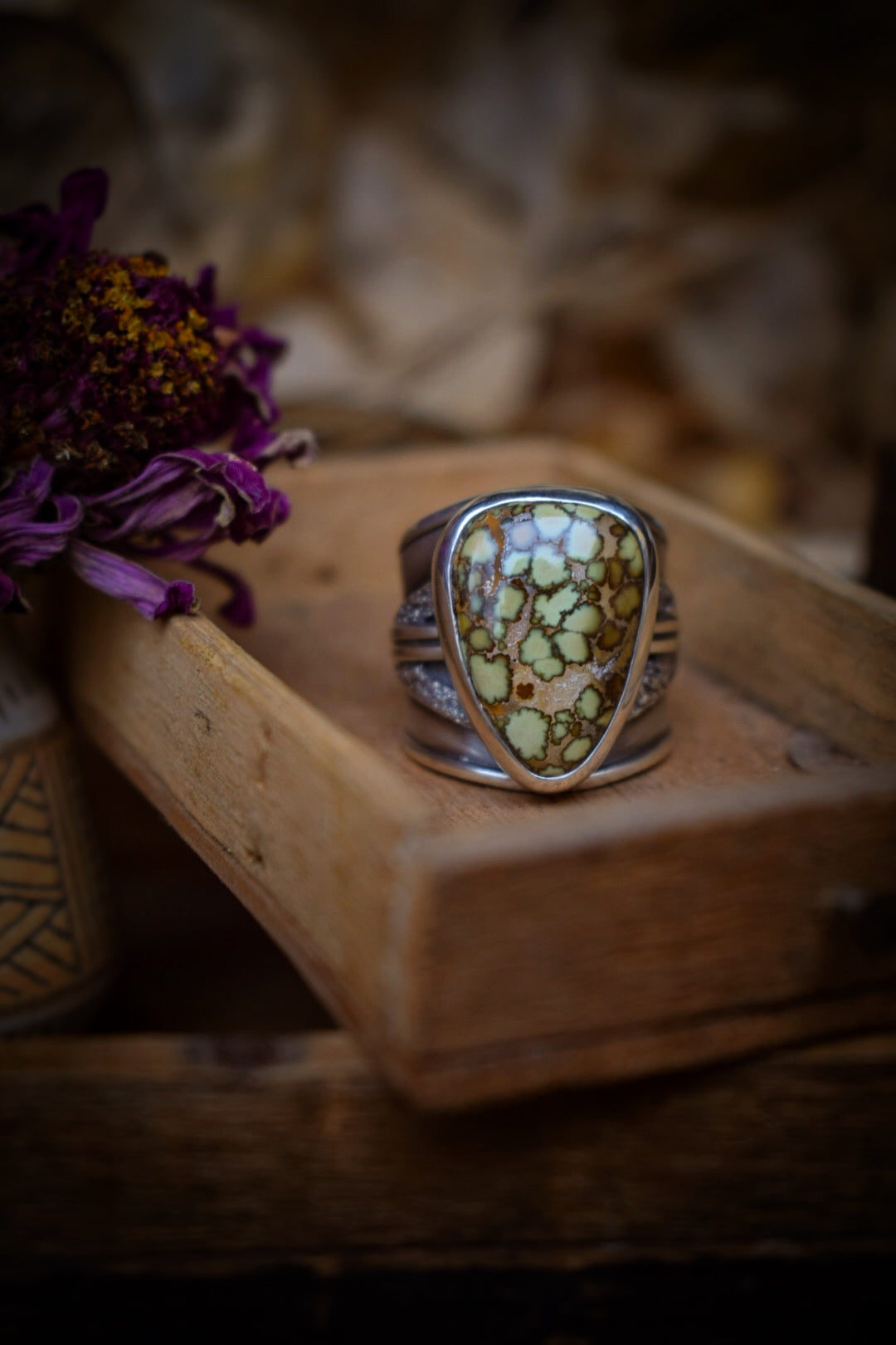 CELLULES - Bague réglable en Argent & Variscite Damale