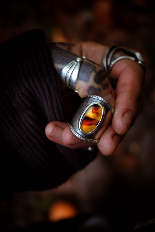 AUTOMNE - Bague réglable Agate du Montana