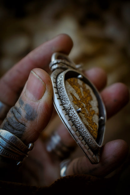 RUSTICA - Pendentif en argent & Psilomélane Dendrite