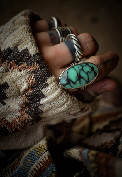 BLOOM - Bague réglable en Argent & Variscite Desert Bloom