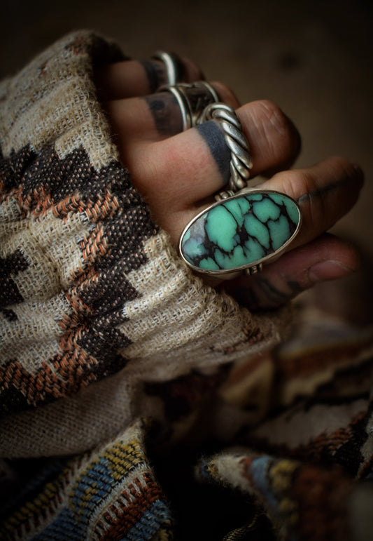 BLOOM - Bague réglable en Argent & Variscite Desert Bloom