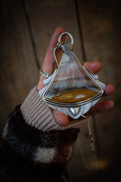 PAYSAGE - Pendentif en Argent & Jaspe Polychrome