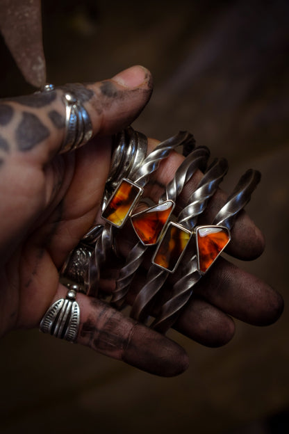 FEU - Bracelet massif Torsadé Agate du Montana