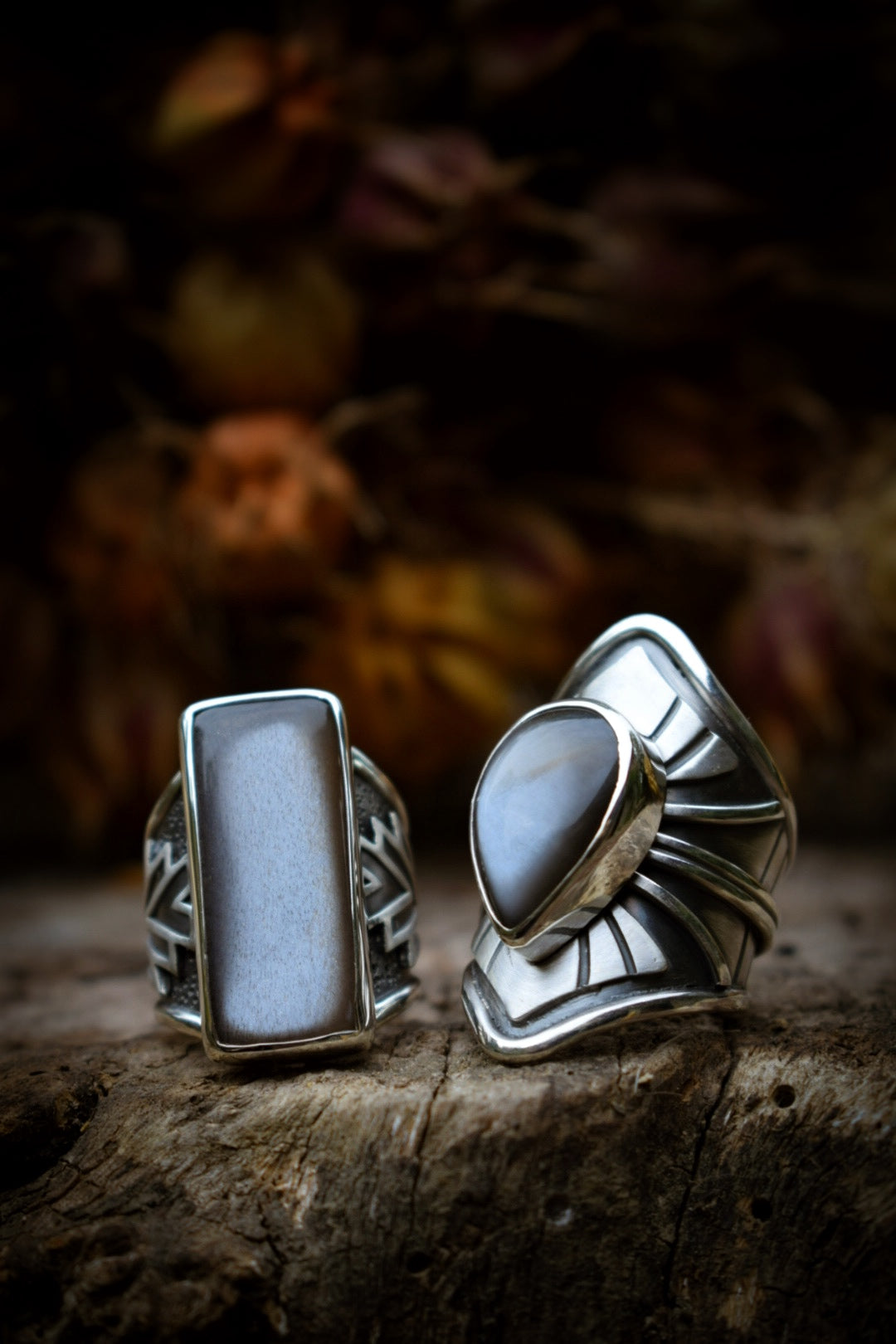 LUNAIRE - Bague T56 Pierre de Lune adulaire grise