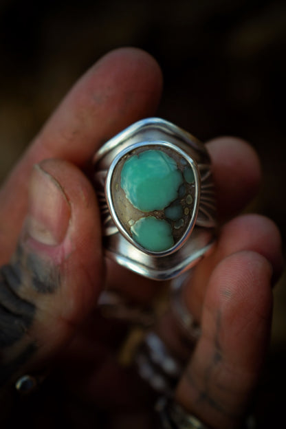 BLOOM - Bague réglable en Argent & Variscite Desert Bloom