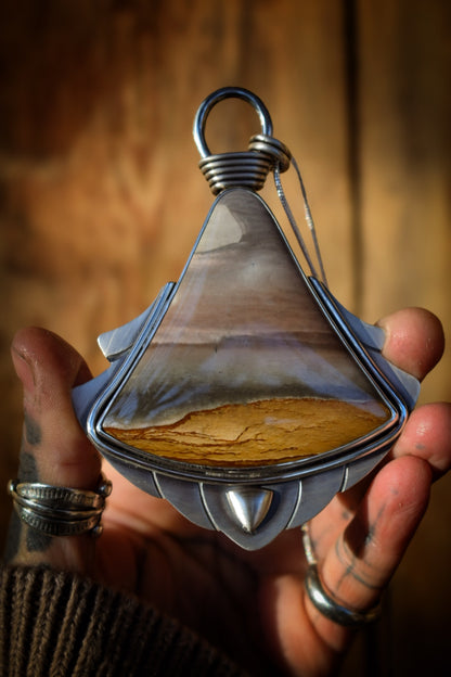 PAYSAGE - Pendentif en Argent & Jaspe Polychrome